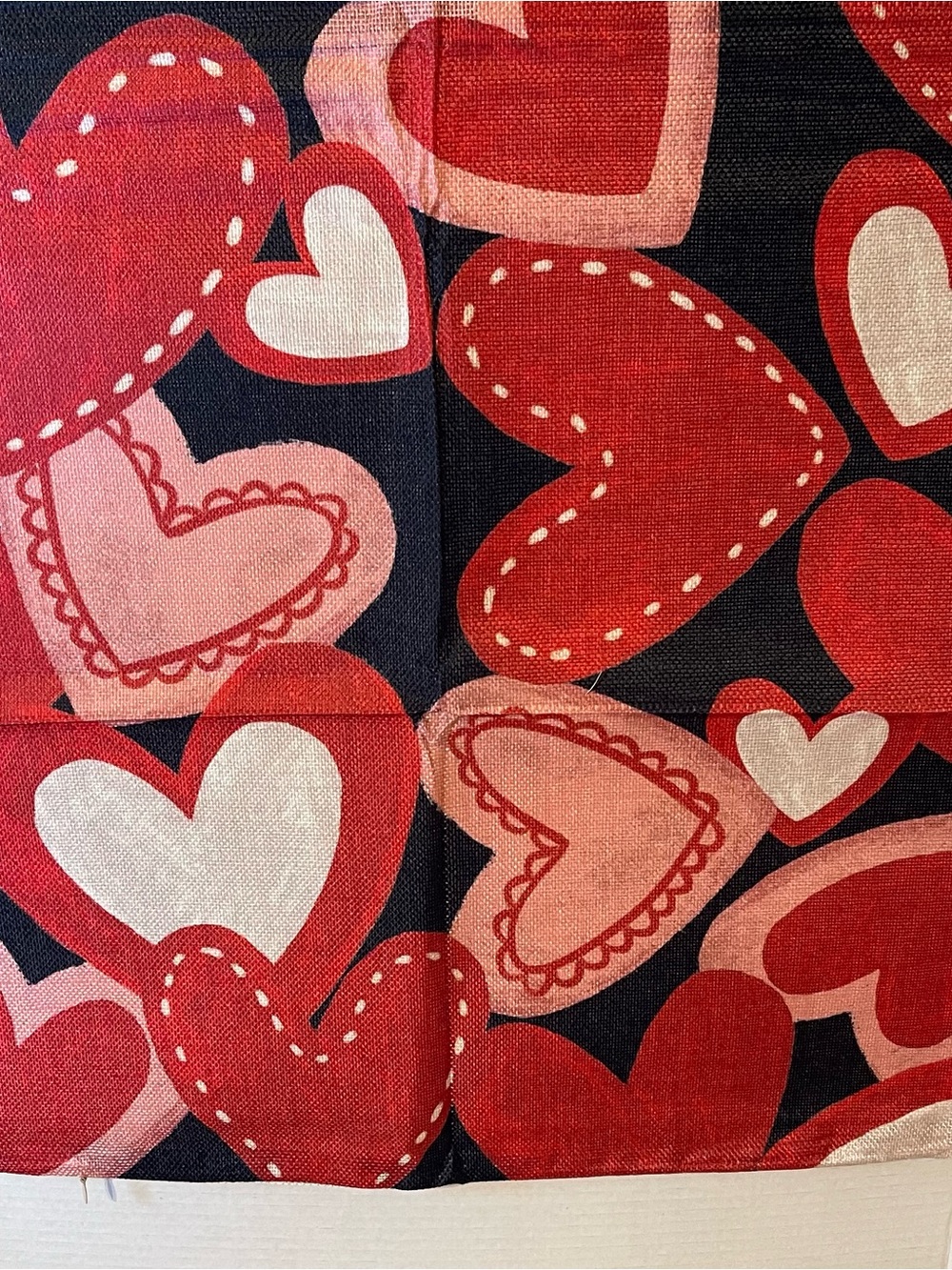 Accent Pillow Cover with Red and Pink Heart Pattern